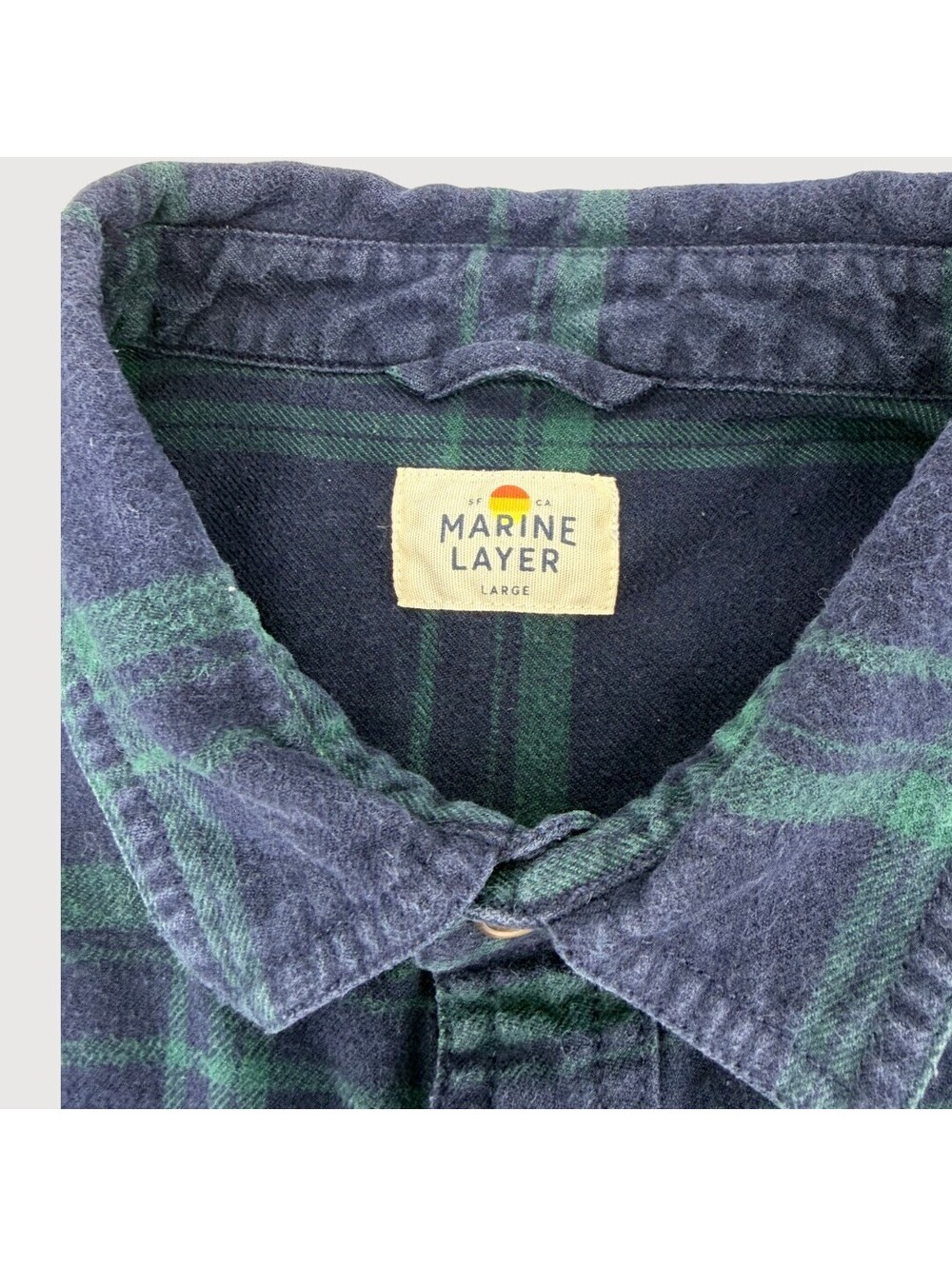 Marine Layer Plaid Flannel Button Front Shirt Large - Picture 4 of 9